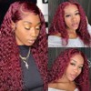 Giginger Burgundy 99J Water Wave Human Hair Bundles 22 24