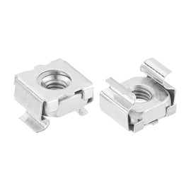 sourcing map M5 x 0.8mm Cage Nut, 50Pcs Snap-in Cage Nuts, Carbon Steel Zinc Plated Metric Nut for Server Rack Cabinet, Silver