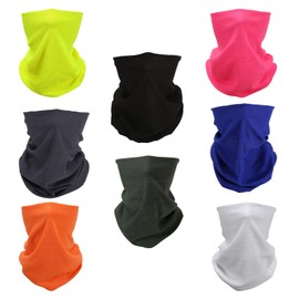 SMEHCF 8 Multipurpose Bandanas for Women Men Headband Balaclava Hair Head Scarf Face Half Airsoft Paintball Mask Neck Gaiters Breathable Washable Black Grey Blue Green White Neon Yellow Pink Orange