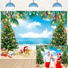 July Christmas Backdrop 10x8FT Summer Beach Christmas Tree Decoration Photography