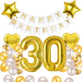 30th Birthday Balloons, Balloons, Decoration Set, Number Balloons, 30 Happy Birthday Garland, Heart Balloons, Confetti Balloons, Birthday Balloons, For Adults, Boys, Girls, Gold
