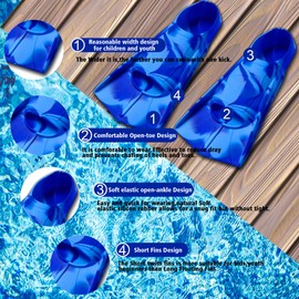 Prsca Kids Swim Fins,Short Youth Fins Swimming Flippers,Swim Training Fins for Lap Swimming,for Children Girls Boys Beginners