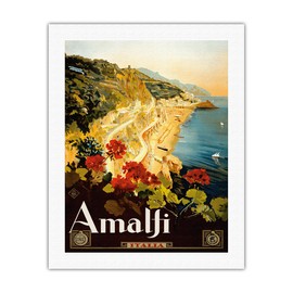 Amalfi Italia - Campania, Italy - Vintage Travel Poster by Mario Borgoni c.1925 - Fine Art Rolled Canvas Print 20in x 26in