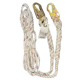 Liberty Line Bison 25 Foot Vertical White Polydac Rope Lifeline with Snap Hooks at Both Ends