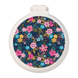 Mini hairbrush, pocket hairbrush with mirror, portable for purse/pocket, travel size (Flower)