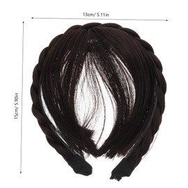 Healvian Headband Wig Bangs Brown Synthetic Wigs Front Hair Extensions Stylish Headband for Women Comfortable and Versatile