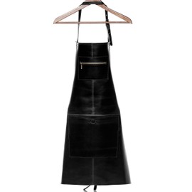 SID & VAIN Heathrow Leather Apron Made of Vintage Leather I Barbecue Apron Large for Men and Women I Cooking Apron Waiter Apron Handmade, black, Apron