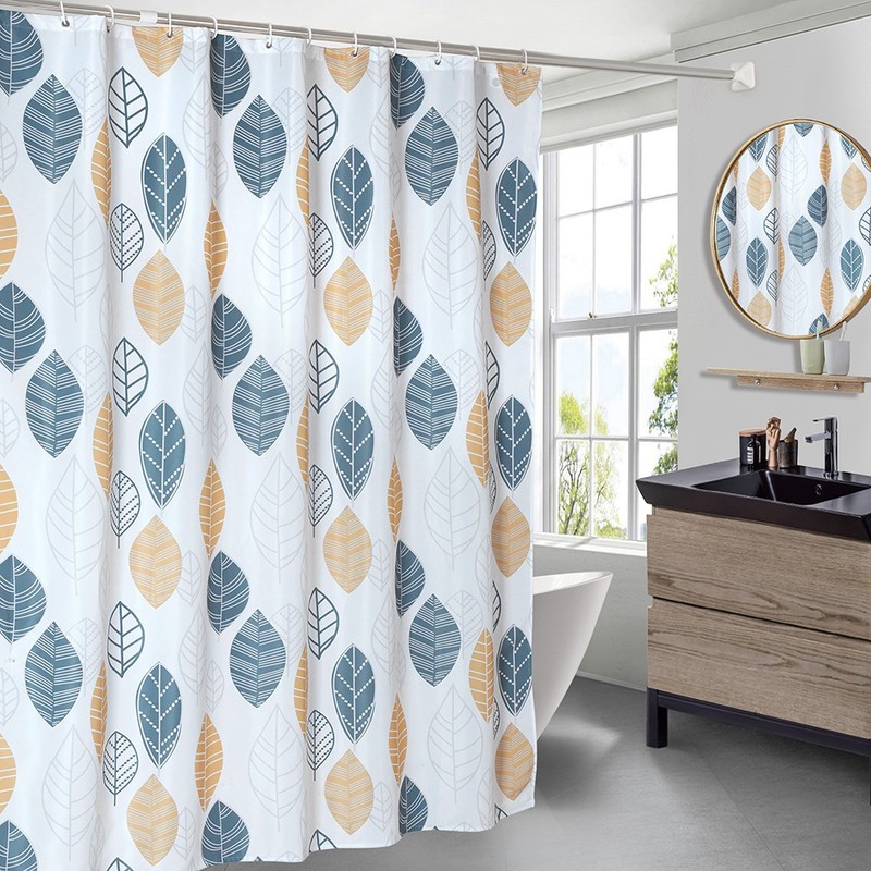 Polyester Leaves Painting Shower Bath Curtain Waterproof Bathroom Curtain (S)