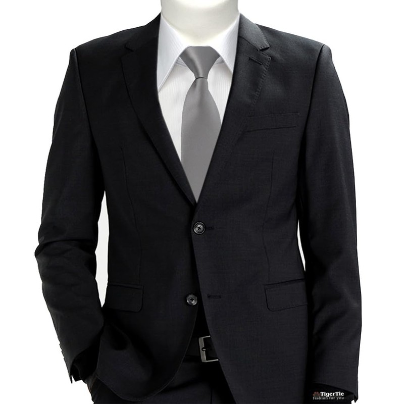 TigerTie Designer Tie in Plain – Tie Cravat - silver