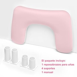 CGBE Reposabrazos para Uñas con 4 Soportes Ajustable Cojín de Cuero,mesa para manicurista,Reposamanos en forma de U para Salón de Uñas Hogar - Diseño 