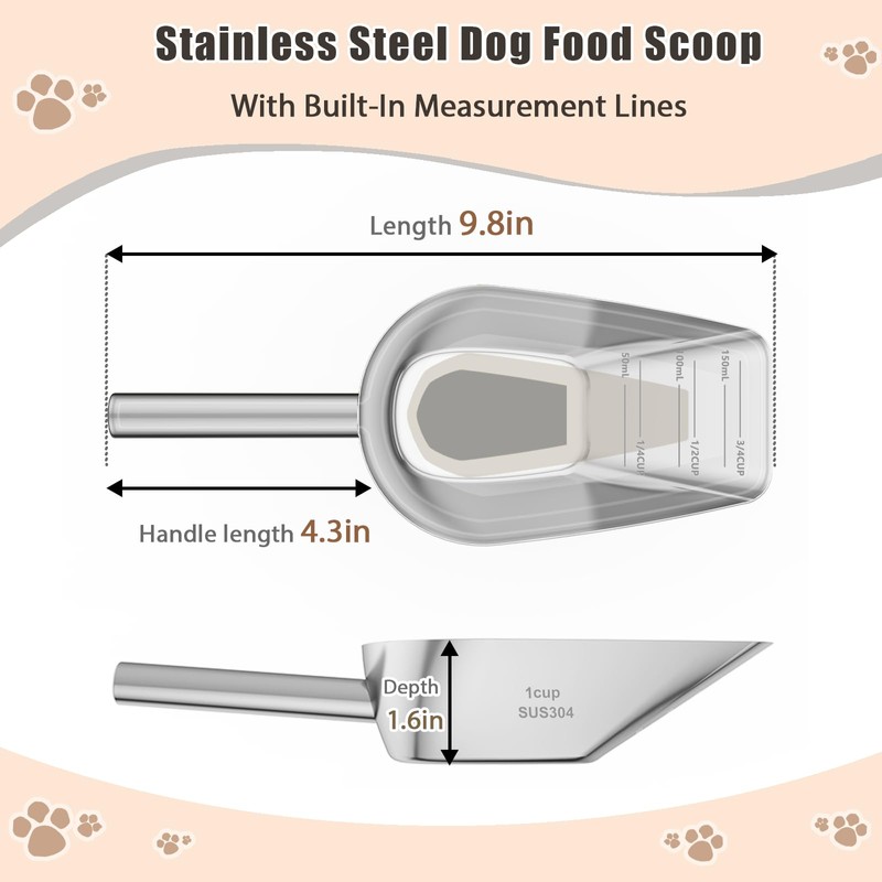 USYOGO Matel pet dog cat food measuring scoop 1 cup,Food-grade