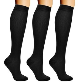 SunBlue Compression Socks for Men & Women (3 Pairs) – Supportive Fit for Travel, Running, Long Hours, Standing, Everyday Use, Size S/M (Black)