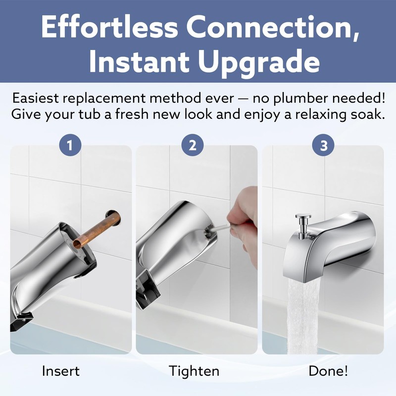 Tub Spout with Diverter – Slip-Fit Bathtub Faucet Spout Replacement,