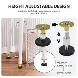 6 PCS Furniture Legs, Adjustable Feet, Adjustable Levelling Feet,Cabinet Legs, Adjustable Furniture Feet, Sofa Feet, Bed Feet, Furniture Feet, for Bedroom, Kitchen, Living Room, Garage, Art Studio