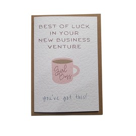 Best Of Luck In Your New Business Venture Card - Girl Boss - Made In The UK