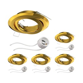 ledscom.de 5 pcs. recessed Ceiling Frame FABI, Round, swivelling, Gold Glossy (GU10/MR16/GU5.3/50mm) incl. Socket