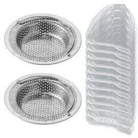 2 Pcs Sink Strainer, Kitchen Sink Strainer, Stainless Steel Sink Drain Strainer, Bath Plug Hair Catcher, Sink Strainer Plug, Suitable for Kitchen Sinks, Bathrooms, Toilet Basins