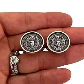 Medusa Head Snake Greek Cuff Links Cufflink Lapel Tie Pin for Men