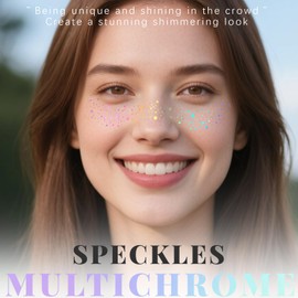 Noerrors 20 Stück Holographischer Multichrom Glitzer Sommersprossen Gesichtstattoo, 2 Styles Wasserdichte Glitzer Faux Sommersprossen Gesichtsaufkleber Temporäres Tattoo 07 Accessoires Festival