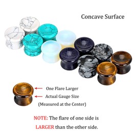 Qmcandy 6 Pairs Natural Stone Ear Plugs Concave Plugs for Ear Piercing Expander Stretchers Gauges for Ear 9/16 inch