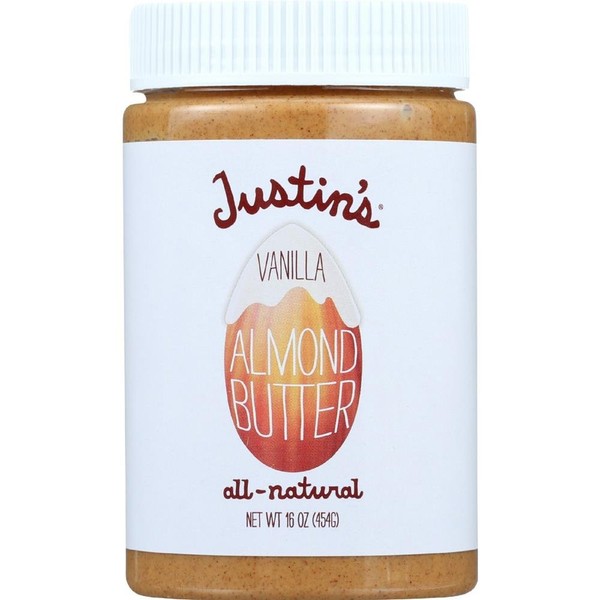 Justins Butter Almond Butter - Natural Vanilla - Jar - 16 Ounce (Pack of 6)