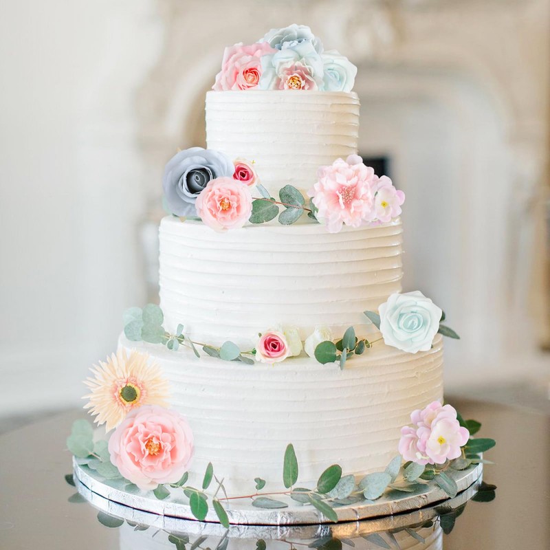 Roahosy Blue Pink Artificial Flowers Combo, Roses Fake Flowers with