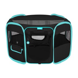 Pawdle Deluxe Premium Pet Dog Playpen Portable Soft Dog Exercise Pen Kennel with Carry Bag for Dogs, Cats, Kittens, and All Pets (Small, Black)