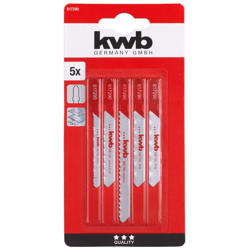 kwb 5-Piece HSS Metal Jigsaw Blade Set for Coarse and