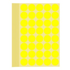 カラーラベル 黄色 丸型 25 mm 30シート 1200片入り 丸シール 円形 ステッカー ラベルシール 事務用品 オフィス用 単色 イエロー 2.5 センチ