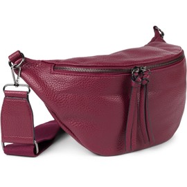 styleBREAKER 02012386 Women's Crescent Moon Crossbody Shoulder Bag, Detachable and Adjustable Shoulder Strap, Plain Handbag, Bordeaux / Purple