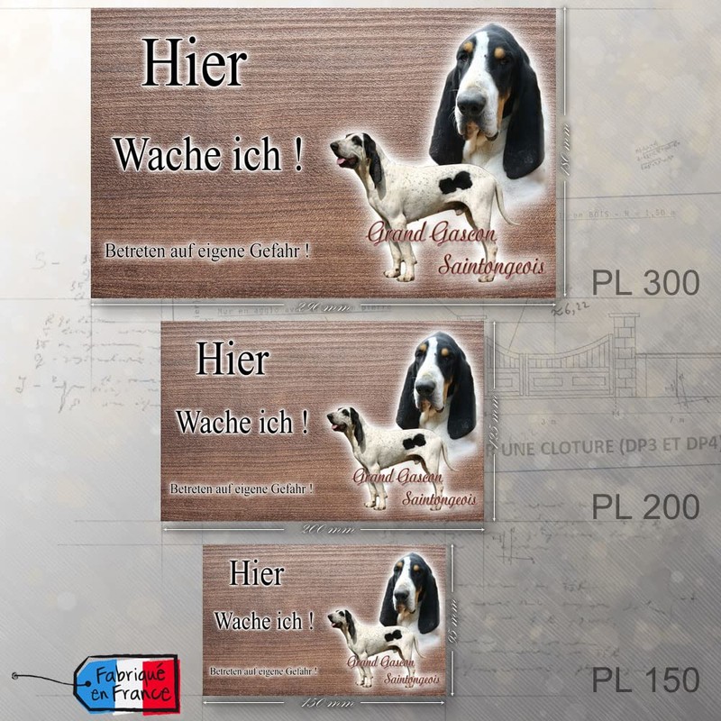 Warnschild Hund oder Warnzeichen Gascon Saintongeois 30 cm
