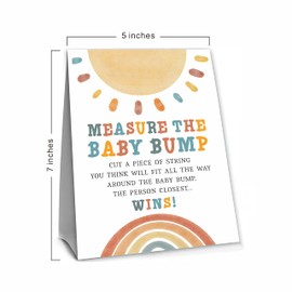 Watercolor Sun Theme Measure The Baby Bumb Babyshower Game Set， How Big Is Mommy'S Belly Babyshower Party Games(1 Sign & 50 Cards)-DWLK-A05