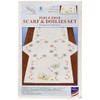 Jack Dempsey Stamped Dresser Scarf and Doilies Perle Edge, Fluttering