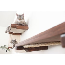 CatastrophiCreations Cat Wall Mounted Play Cat Condo, Bamboo Frame, Modular Design, Sisal Pole, Hammock, 18" and 34" Sections