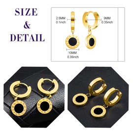 Feilok Stainless Steel Charm Women's Stud Earrings Earrings Clip On Earrings Hoop Earrings Constellation Sign Round Pendant for Women Men Gold/Rose Gold, Stainless Steel