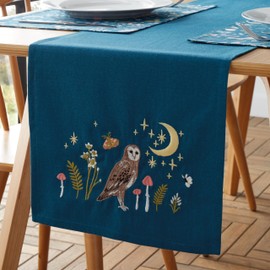 Catherine Lansfield Enchanted Twilight Animals Cotton Dining Table Runner, Navy Blue, 33 x 220 cm