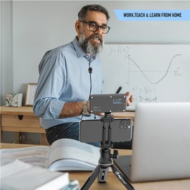 DigiPower Vlogging Kit Instructor with LED Video Light, Clip-on Lavalier Microphone, Mobile Phone + Camera Holder, Handle/Mini Tripod, for Smartphones + Cameras, for TikTok, YouTube, Streaming, Meetings