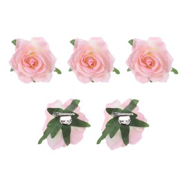 MECCANIXITY 5 Pcs Rose Flower Hair Clips 4 Inch Flower Hair Pins Flower Brooch for Women Hair Accessories Light Pink