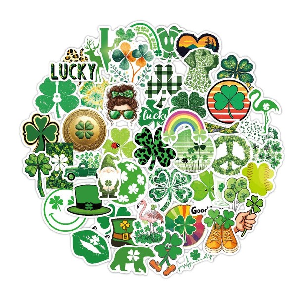 50Pcs St. Patrick’s Day Sticker Set Shamrock, Lucky, Clover, and