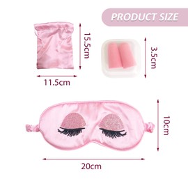 1 Sleeping Eye Mask, 1 Storage Bag, 1 Pair of Earplugs, Blackout Eye Mask, Embroidered Eye Mask, Pink Sleep Accessories