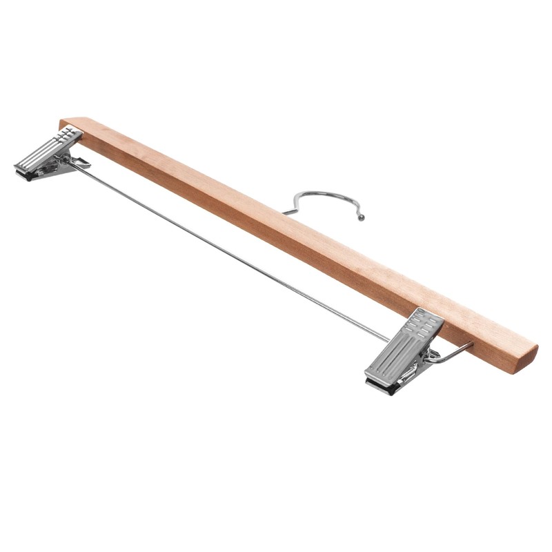 KADAX Kleiderbügel aus Holz, 1 Stück, Holzbügel mit Klemmen, Rockbügel,