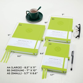 Smart Planner Pro – Small 8.6 x 5.7 inches (A5) – Undated Agenda Daily Planner – Tested & Proven to Achieve Goals & Increase Productivity, Time Management & Happiness with Weekly, Monthly, Gratitude Sections, Back Pocket (Lime Green)