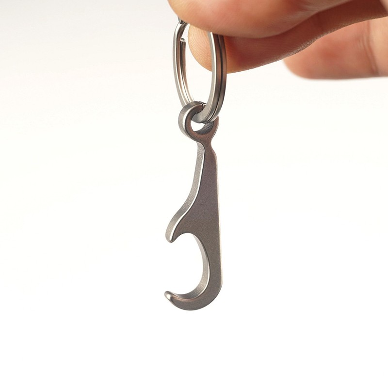 Hamans Titanium Bottle Opener Keychain with Stainless Steel Key Ring
