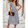 BTFBM Women Casual Summer Short Ruffles Tiered Sleeve Smocked Midi