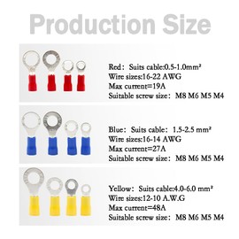 Yosawo Pack of 360 Cable Lugs, Ring Crimp Wire Terminal Assortment Kit for Electrical and Electronic Maintenance
