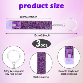 Classicseali 3pcs Card Puller for Long Nails,Acrylic Card Grabber, Unisex Cute ATM Cards Grabber, Acrylic Material Puller, Girl Debit Extractor for Long Nails ATM Keychain,Purple