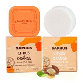 SAPHUS Shampoo Bars and Conditioner Set, Promote Hair Growth, Strengthen & Volumize All Hair Types, Paraben & Sulfate Free formula with Natural, Vegan Ingredients for Dry Hair (3.2oz +2.5oz)