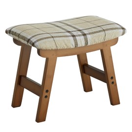 Foot Stool Ottoman Foot Rest Under Desk,Small Stool for Living Room, Bedroom and Kitchen (Brown Legs - Stripes Stool Surface)