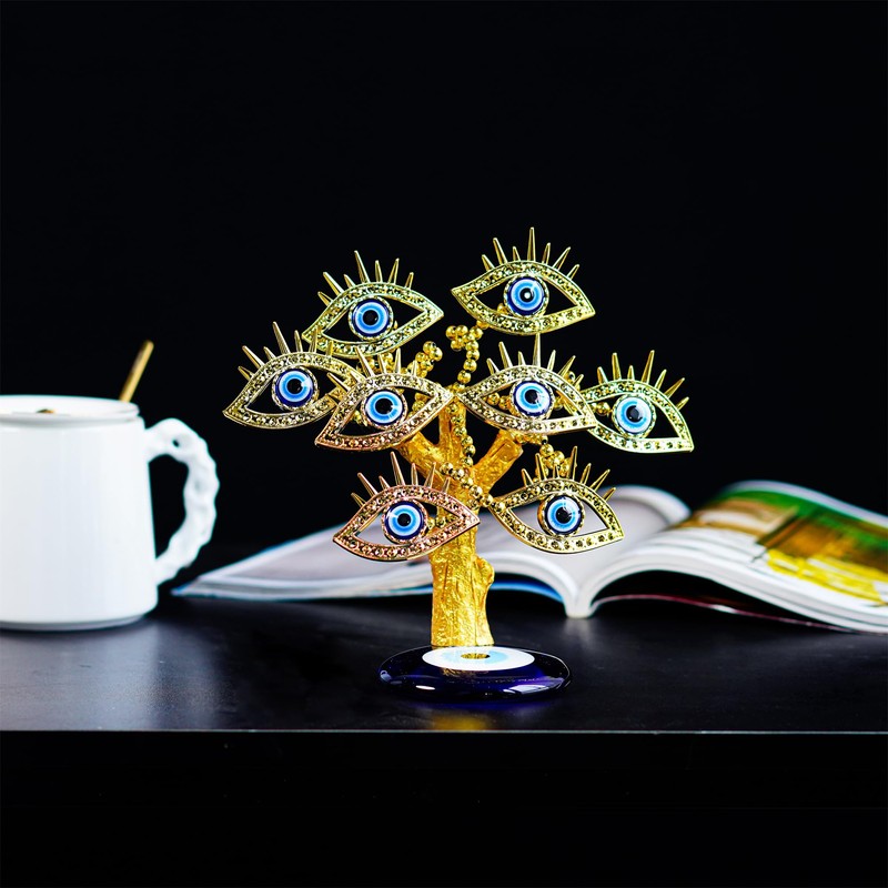 YU FENG Golden Turkish Evil Eyes Tree with Blue Evil