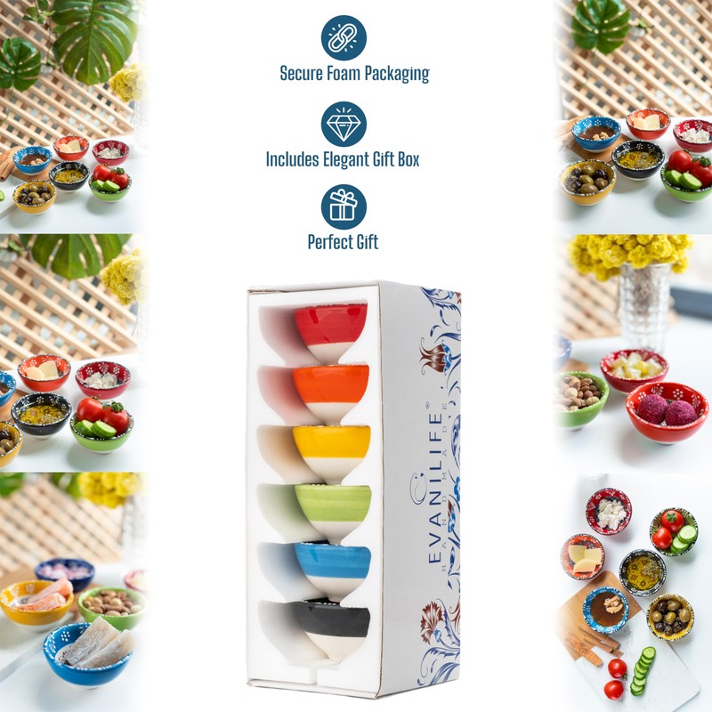Elyese Ceramic Small Dipping Bowls Set of 6, 3.5 Oz